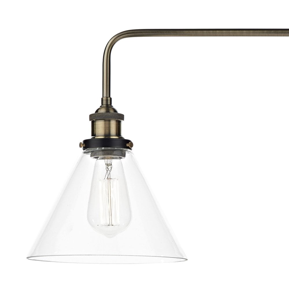 Ray 3 Light Bar Pendnt in Antique Brass & Clear Glass