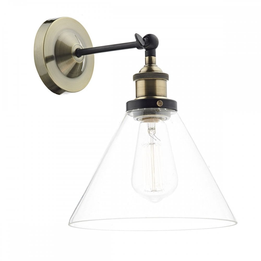 Ray Wall Light in Antique Brass & Clear Glass