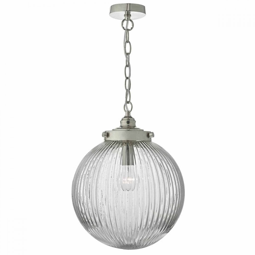 Tamara Pendant with Ribbed Glass in Satin Nickel