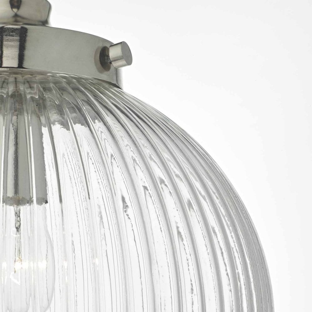 Tamara Pendant with Ribbed Glass in Satin Nickel