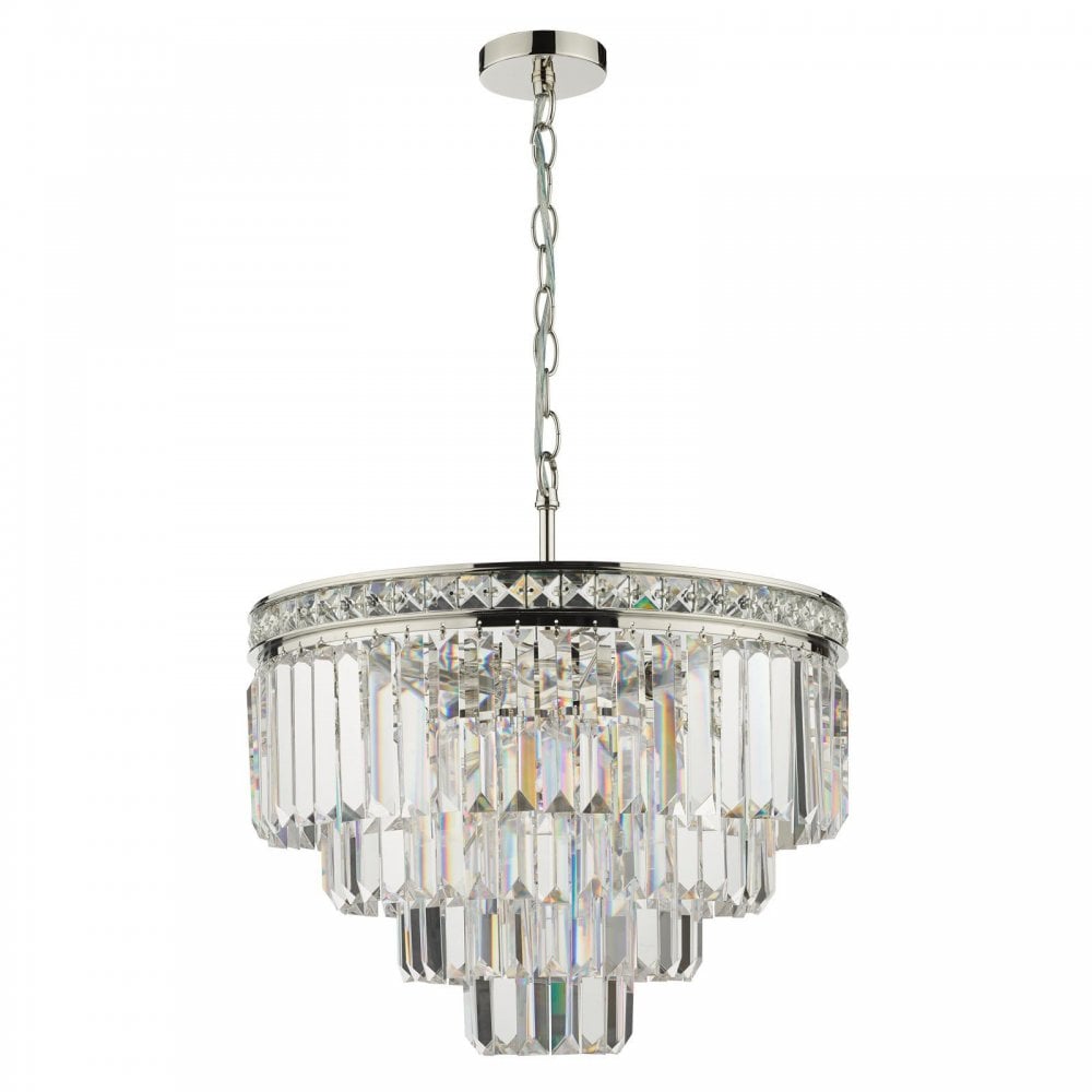 Vyana 4 Light Pendant in Polished Nickel & Crystal