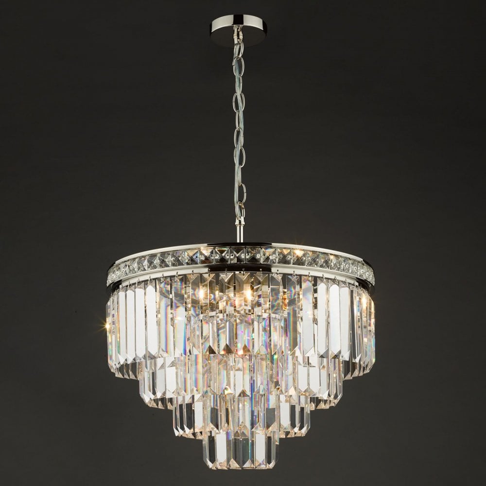 Vyana 4 Light Pendant in Polished Nickel & Crystal