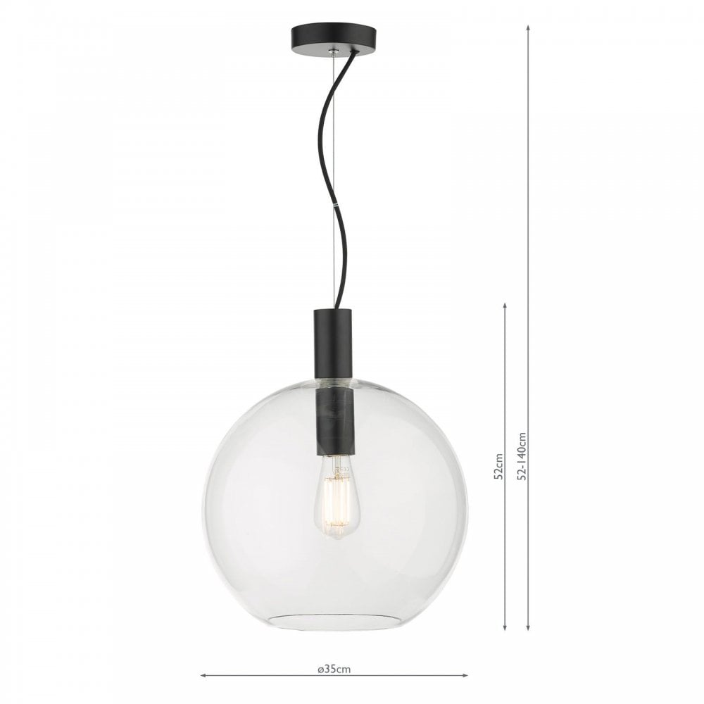 Zula Glass Pendant with Black Finish