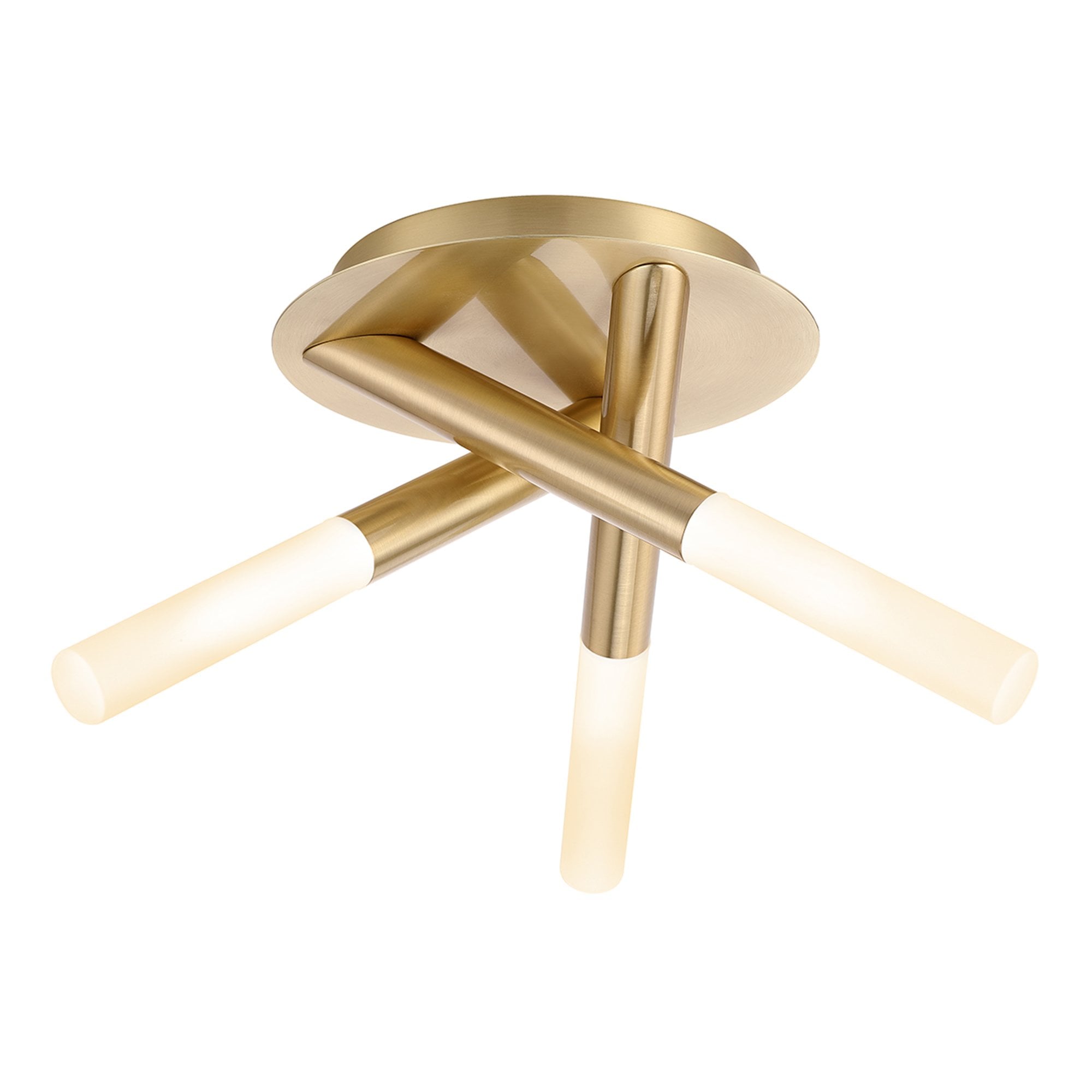 CRUX 3 Light Tubular Bathroom Ceiling Fitting in Satin Brass