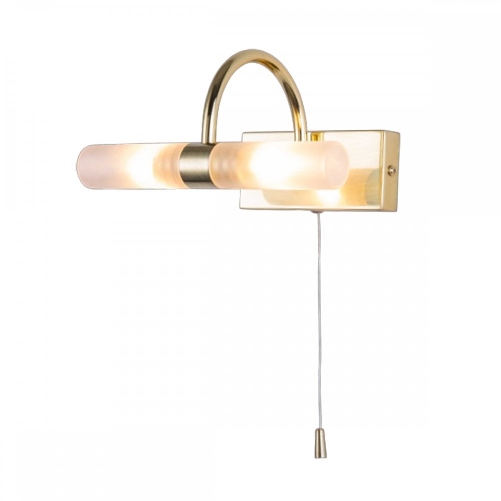 Corvus 2 Light Wall Fitting in Satin Brass IP44