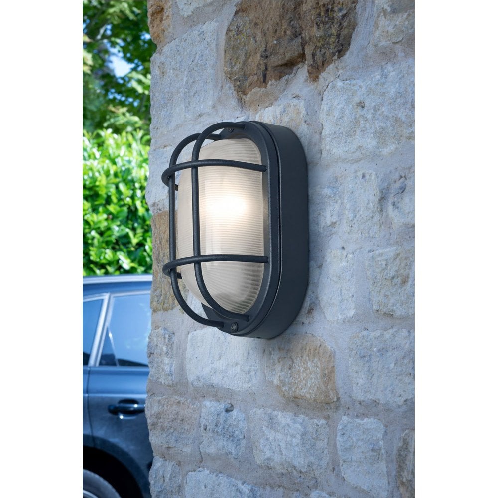 Salcombe Black Oval Outdoor Wall Light IP44