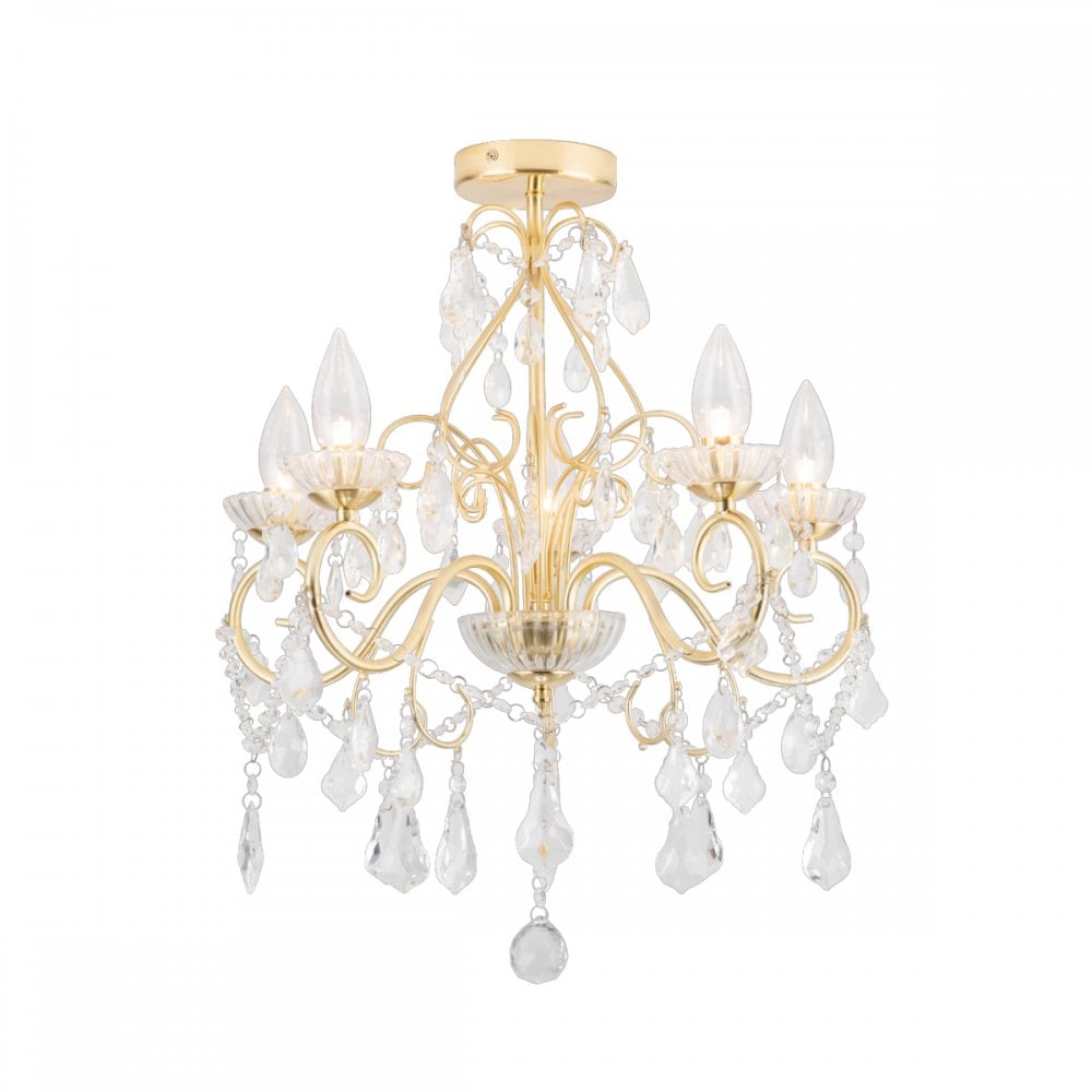 Vela 5 Light Satin Brass Bathroom Fitting IP44