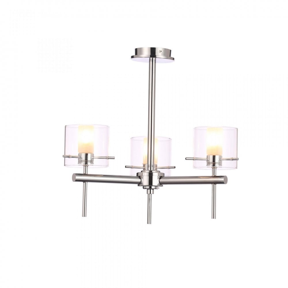Gene 3 Light Semi Flush Fitting in Chrome IP44