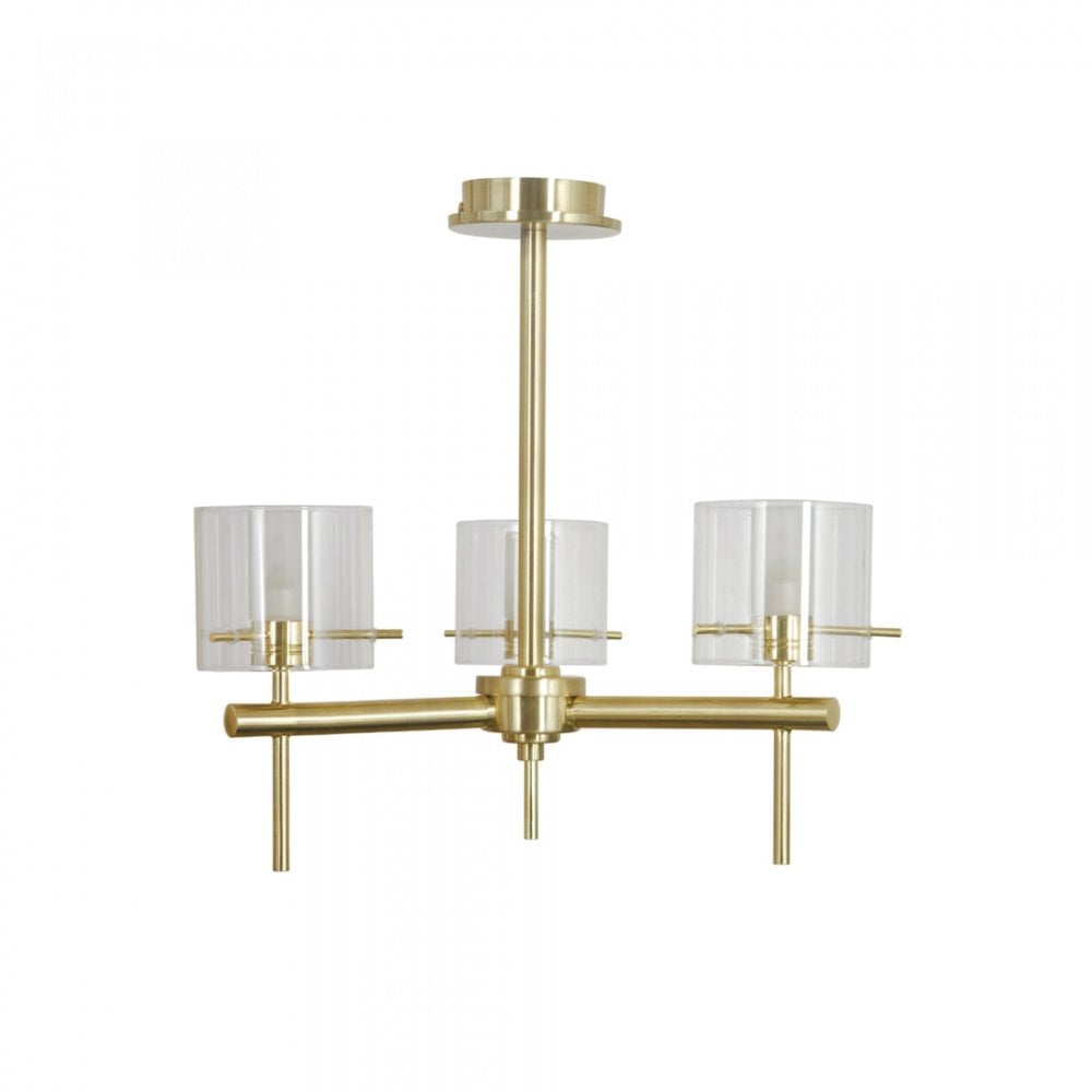 Gene 3 Light Semi Flush Fitting in Satin Brass IP44