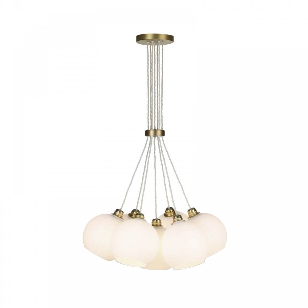 Apollo 7 Light Pendant Butter Brass with Opal Glass