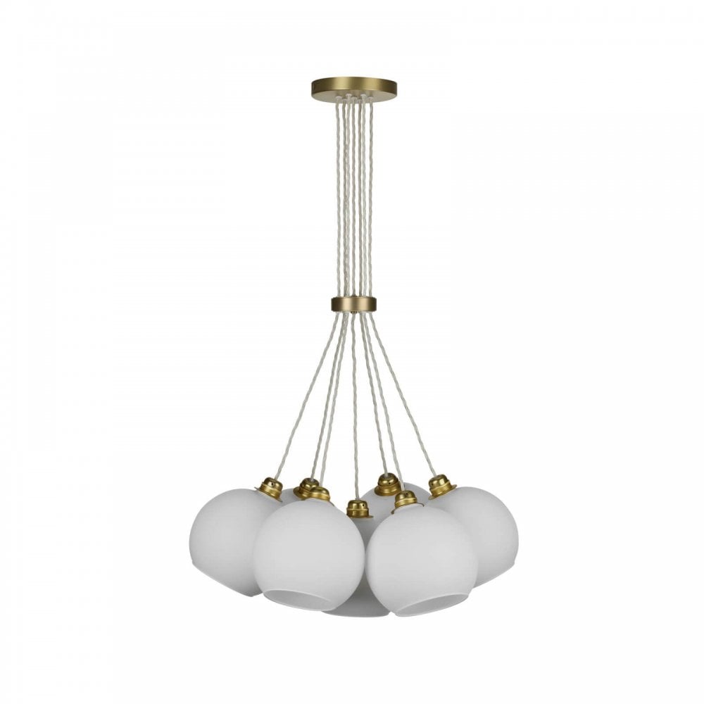 Apollo 7 Light Pendant Butter Brass with Opal Glass