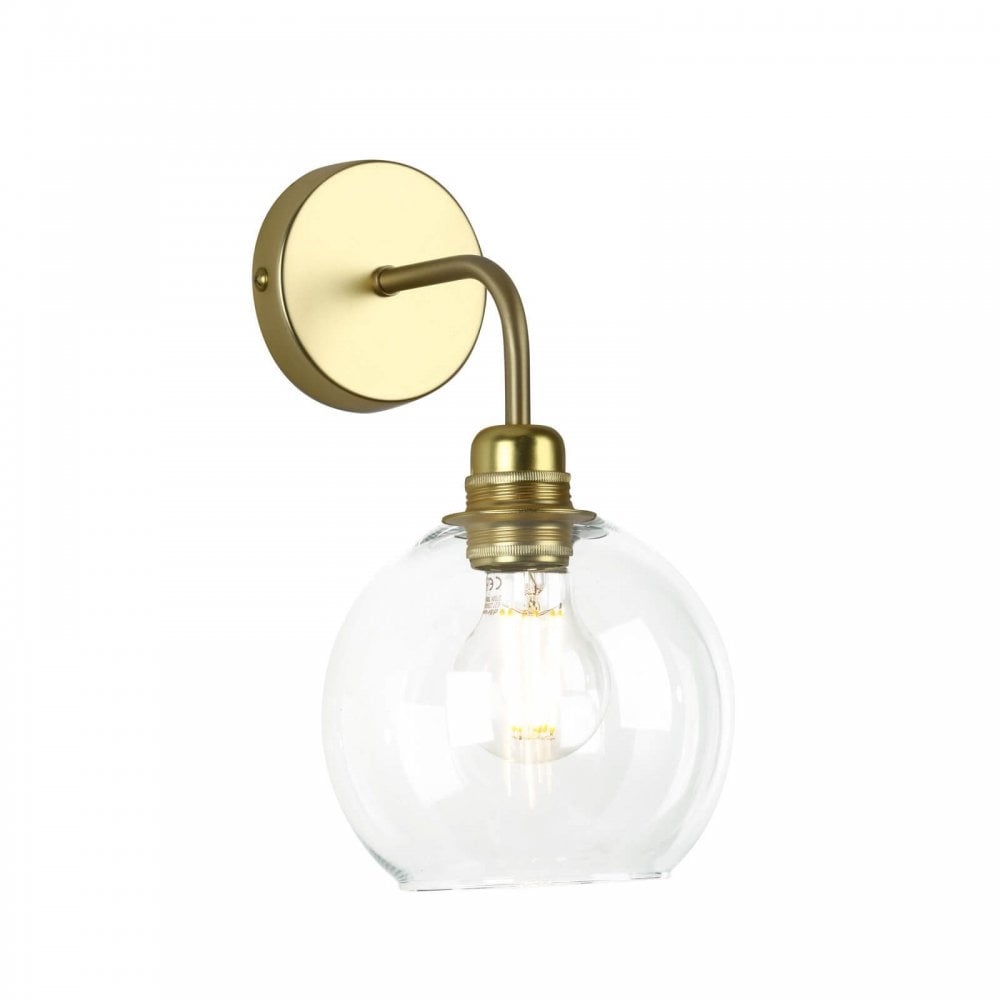 Apollo Butter Brass Wall Light with Clear Glass