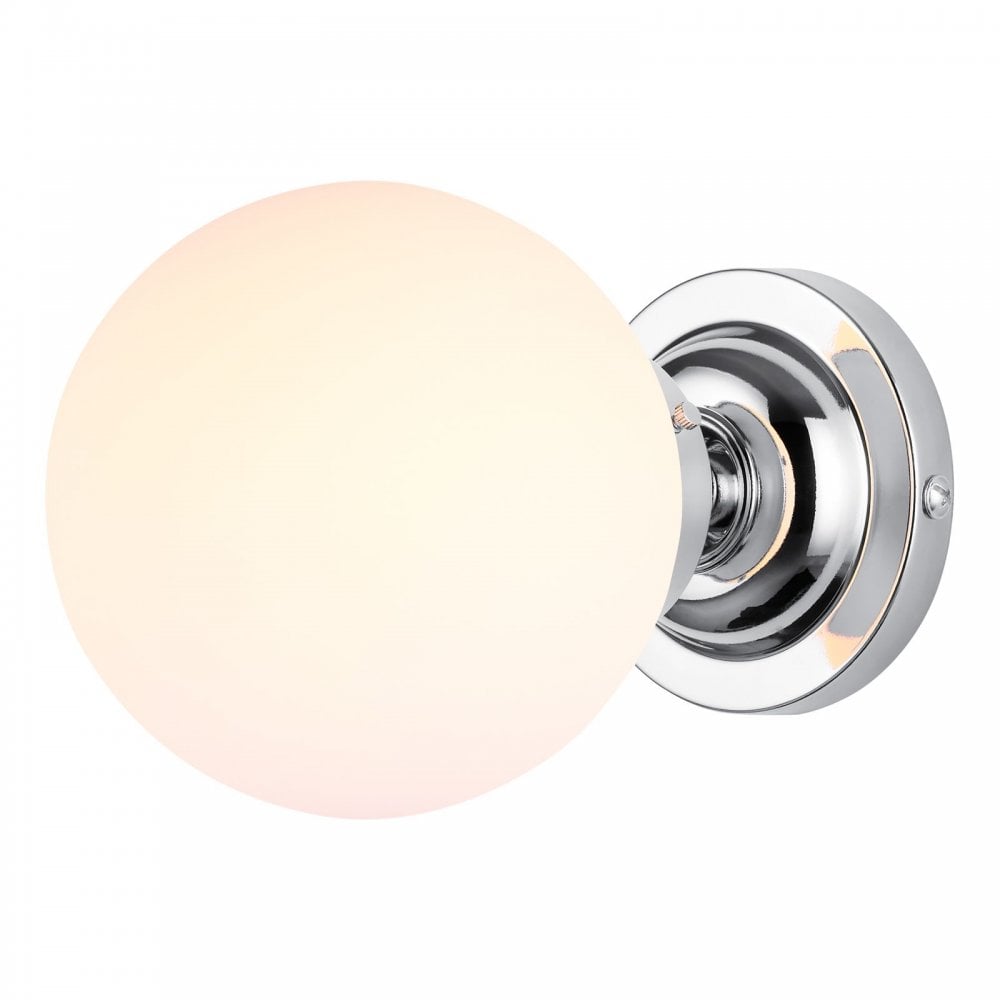 Buckley Single Wall Light in Polished Chrome with Opal Glass