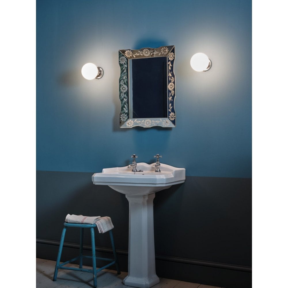 Buckley Single Wall Light in Polished Chrome with Opal Glass