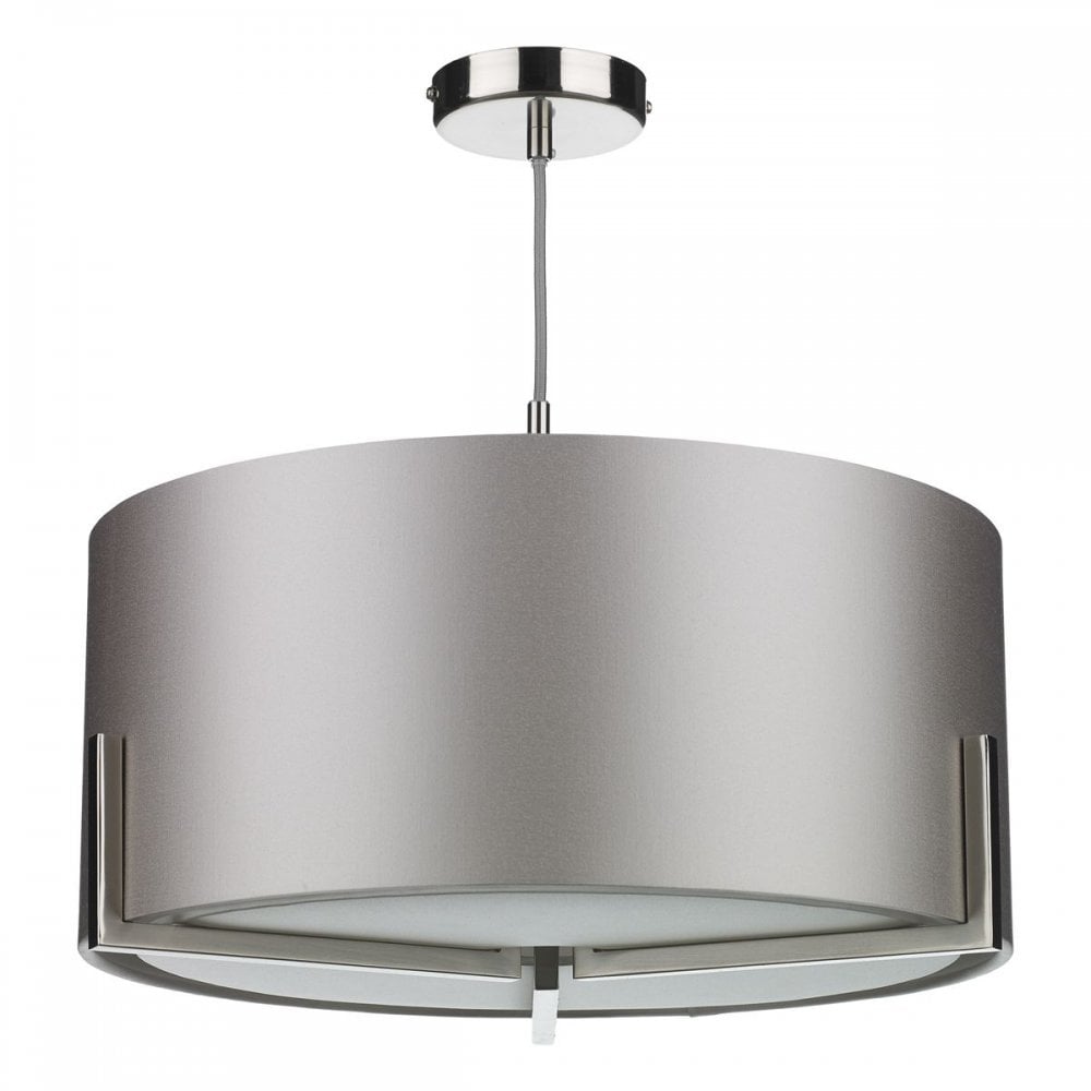 Huxley 3 Light Pendant in Satin Chrome (Shade Colour Options)