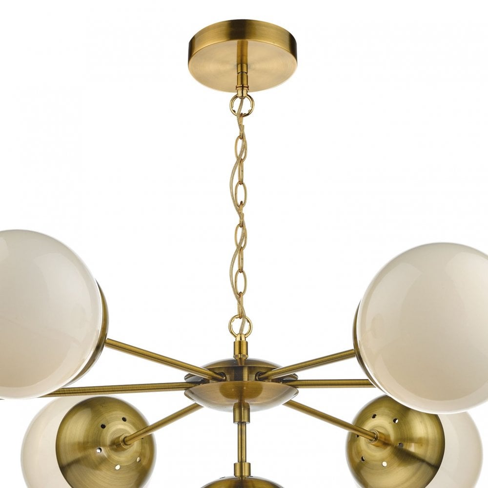 Bombazine 7 Ceiling Light Natural Brass & White Opal Glass