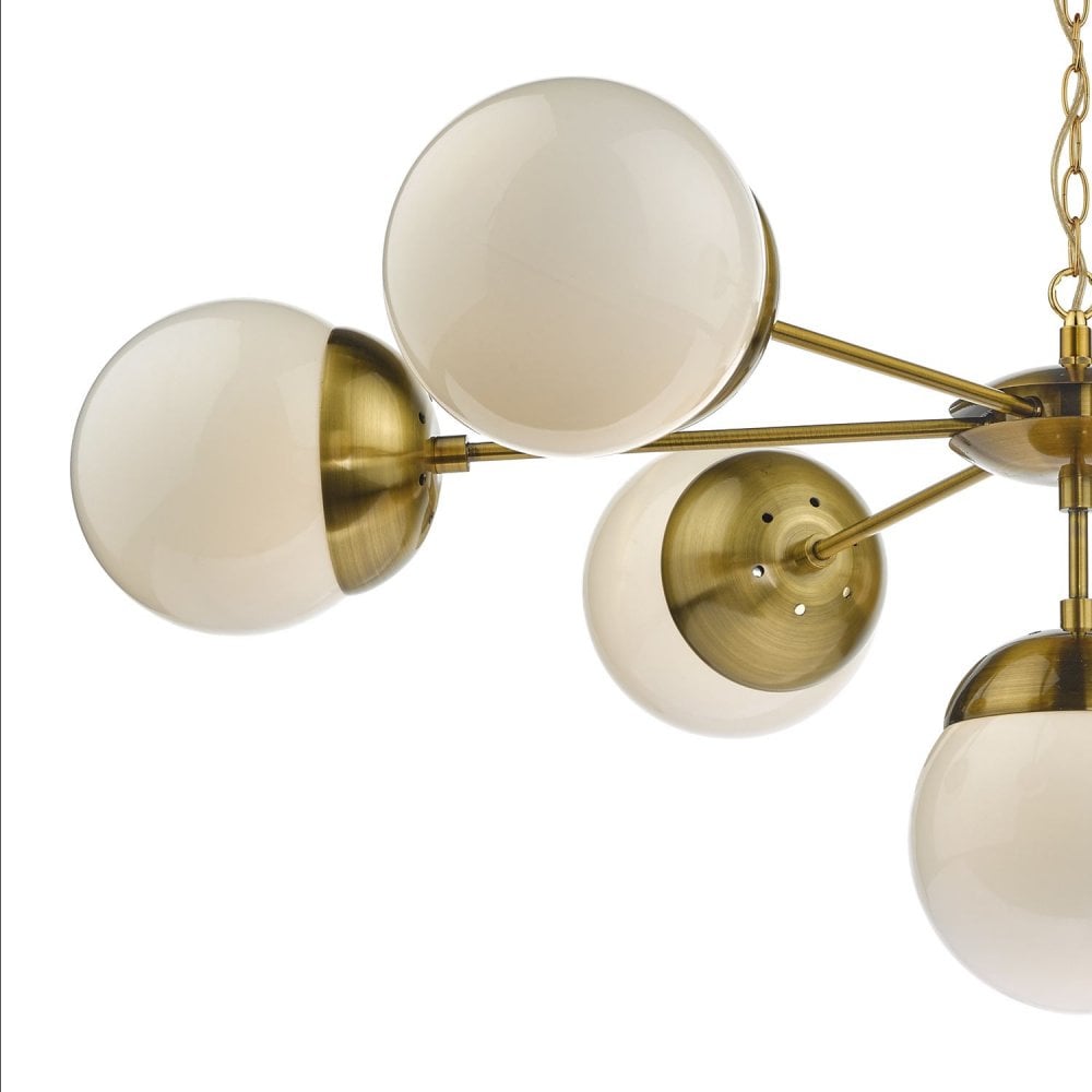Bombazine 7 Ceiling Light Natural Brass & White Opal Glass