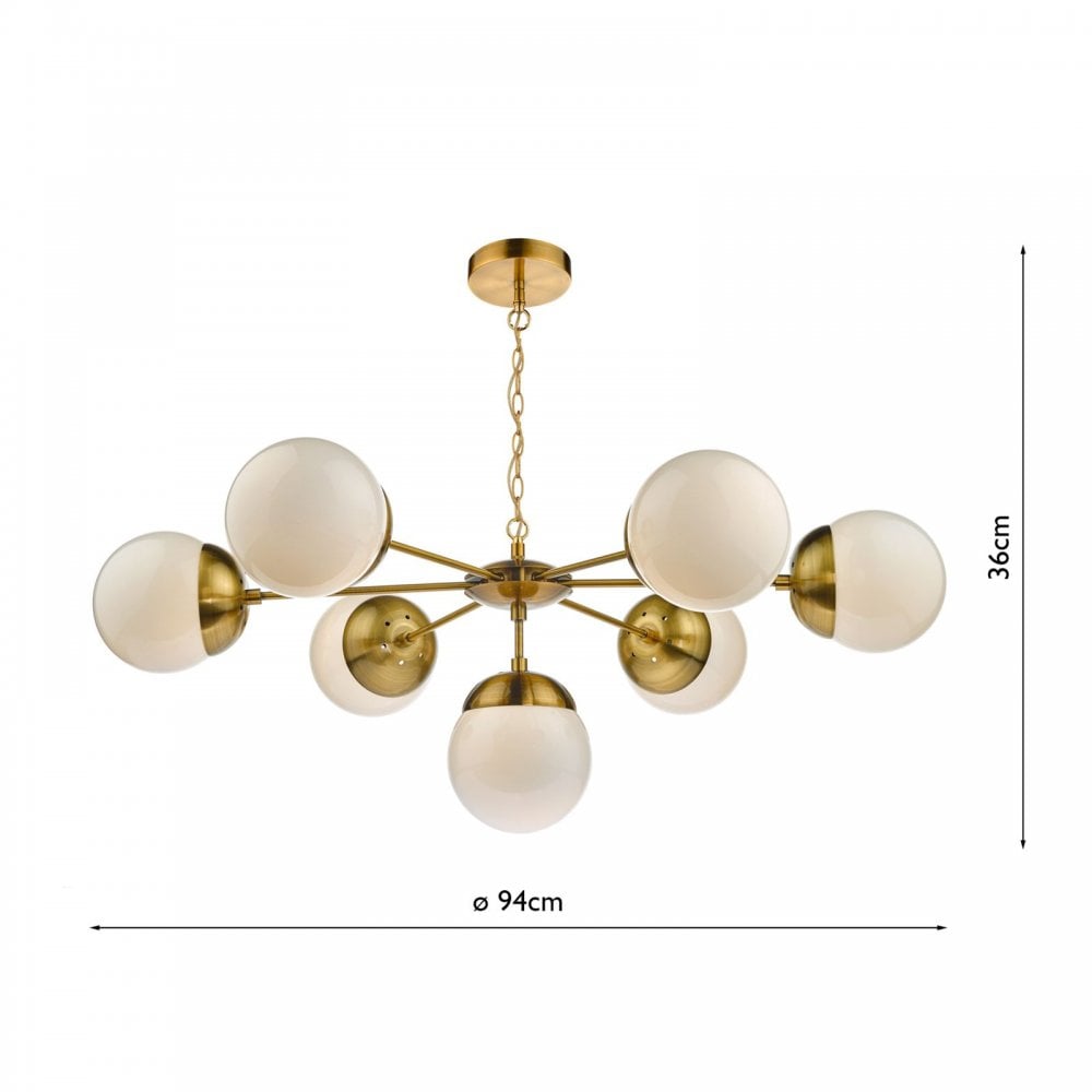 Bombazine 7 Ceiling Light Natural Brass & White Opal Glass