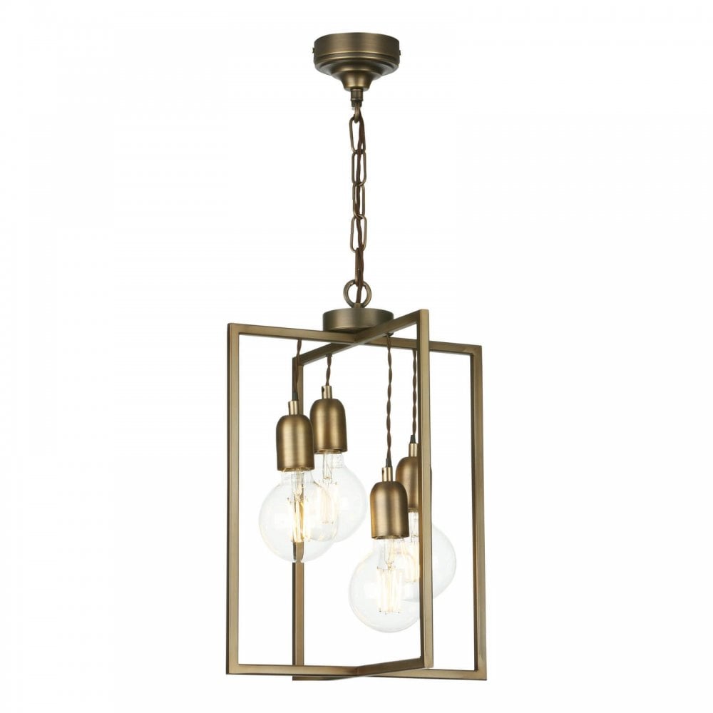 Chiswick 4 Light Antique Brass Pendant E27