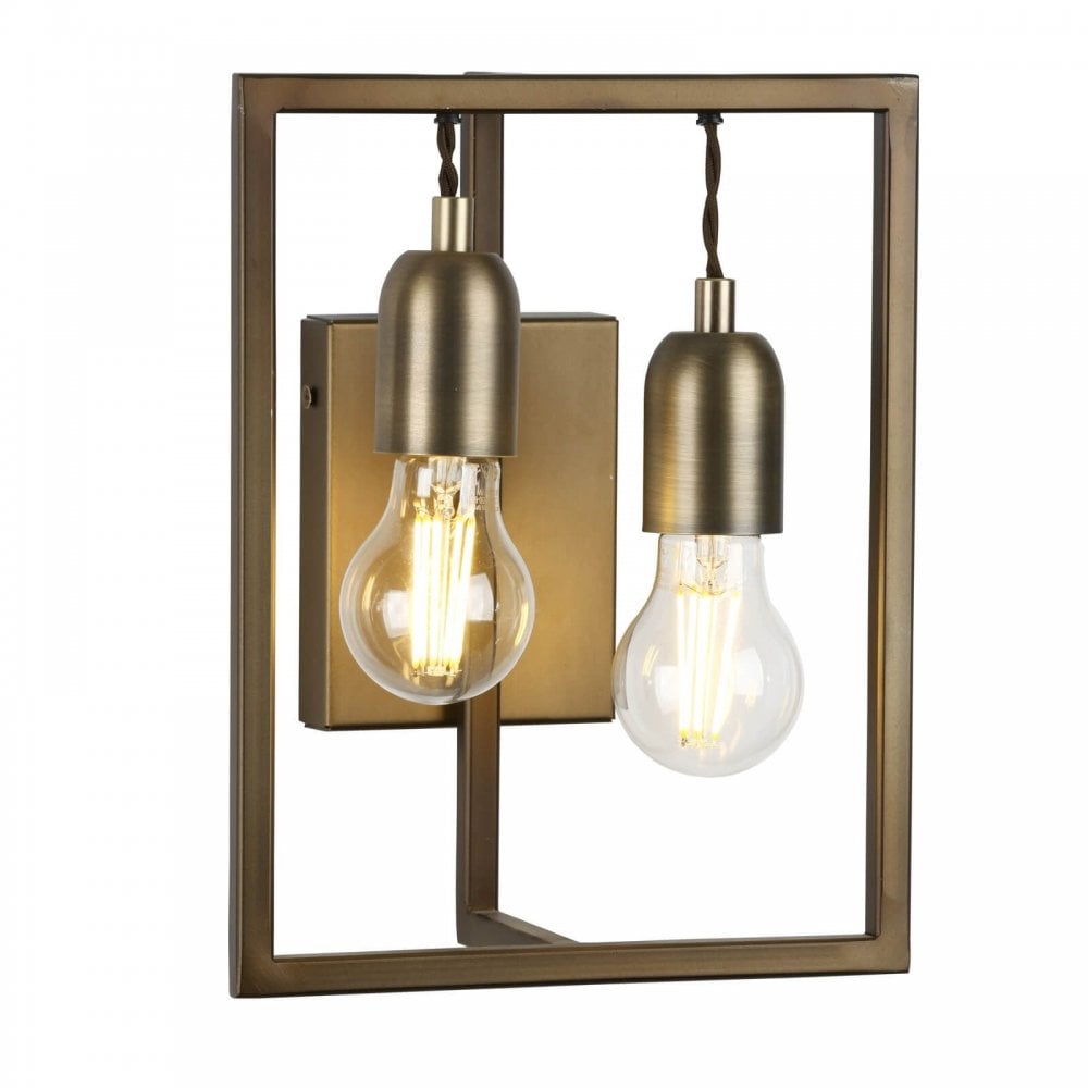 Chiswick 2 Light Antique Brass Wall Light E27