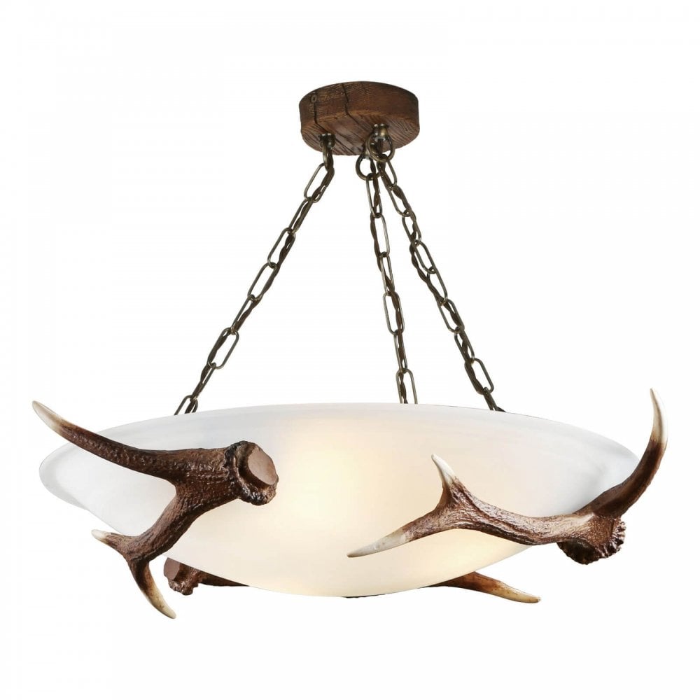 Antler 3 Light Semi Flush Rustic