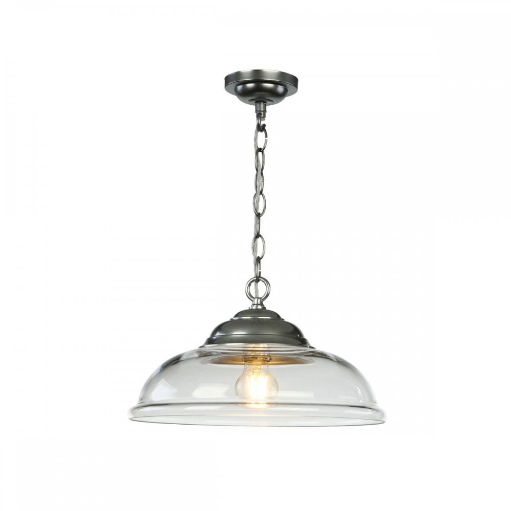 Webster Chrome Pendant with Smoked Glass