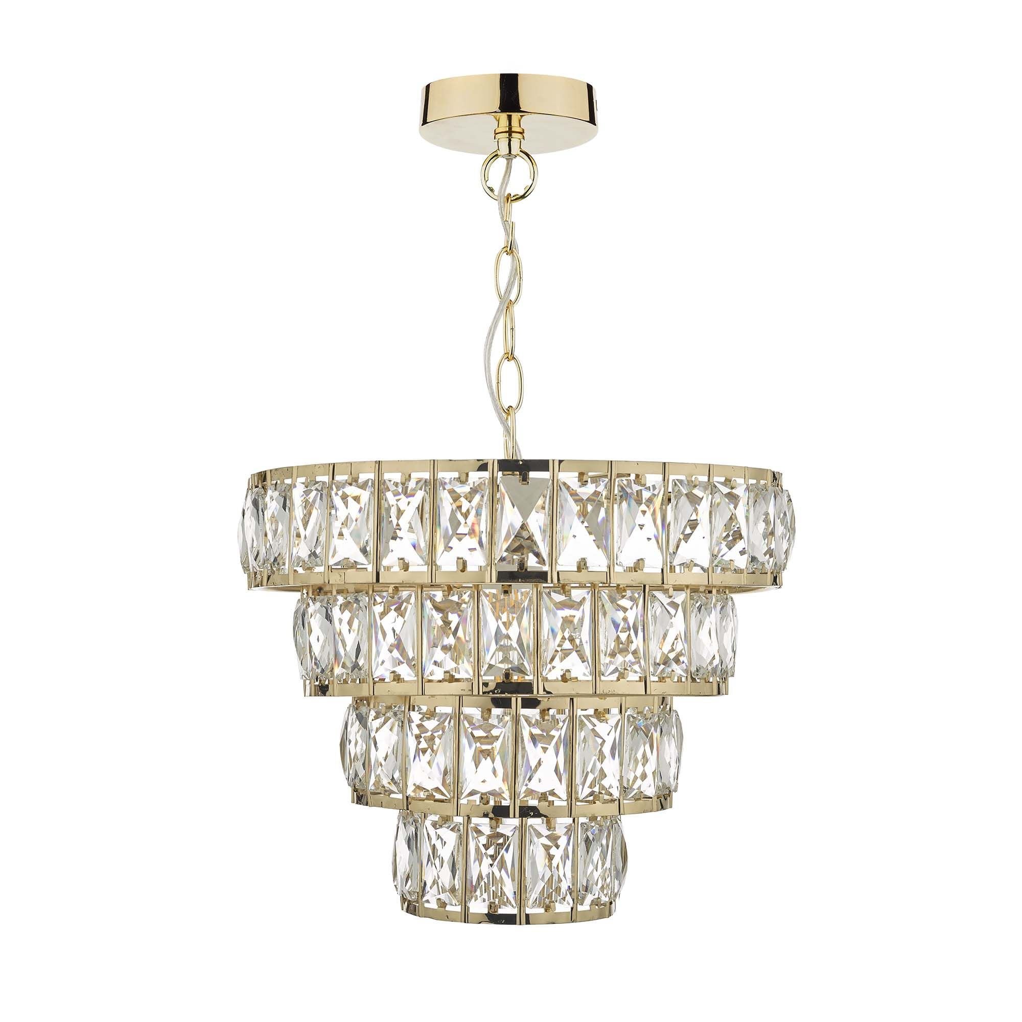 Cerys 1 Light 4 Tier Pendant Crystal in Polished Gold