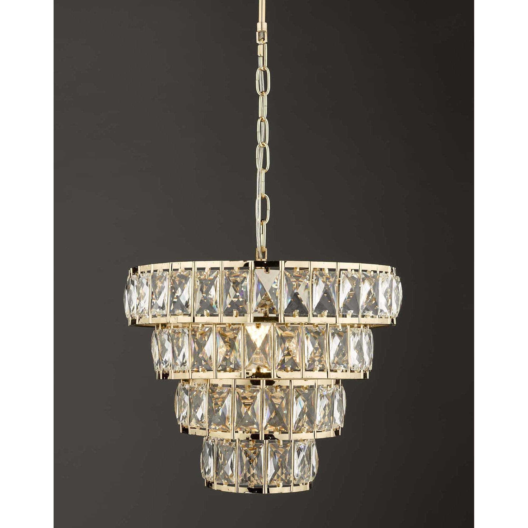 Cerys 1 Light 4 Tier Pendant Crystal in Polished Gold