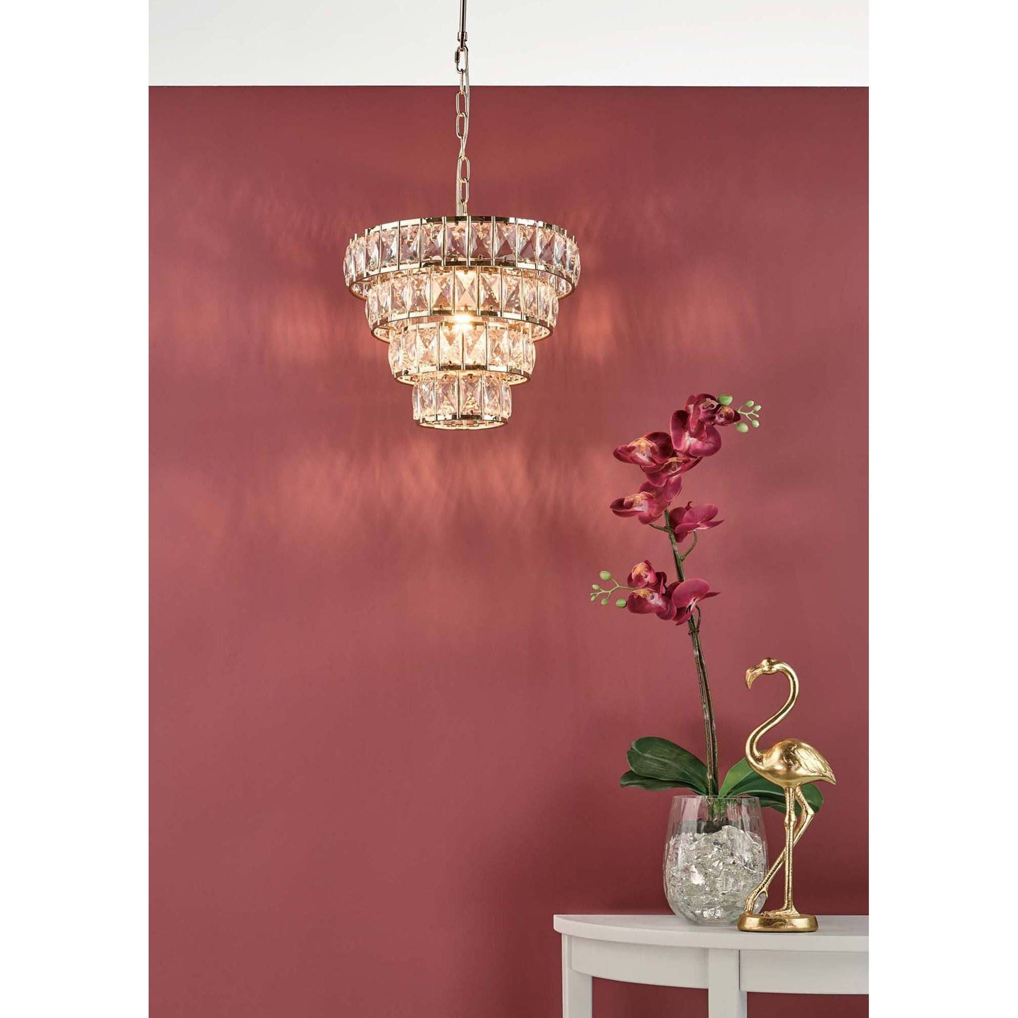 Cerys 1 Light 4 Tier Pendant Crystal in Polished Gold