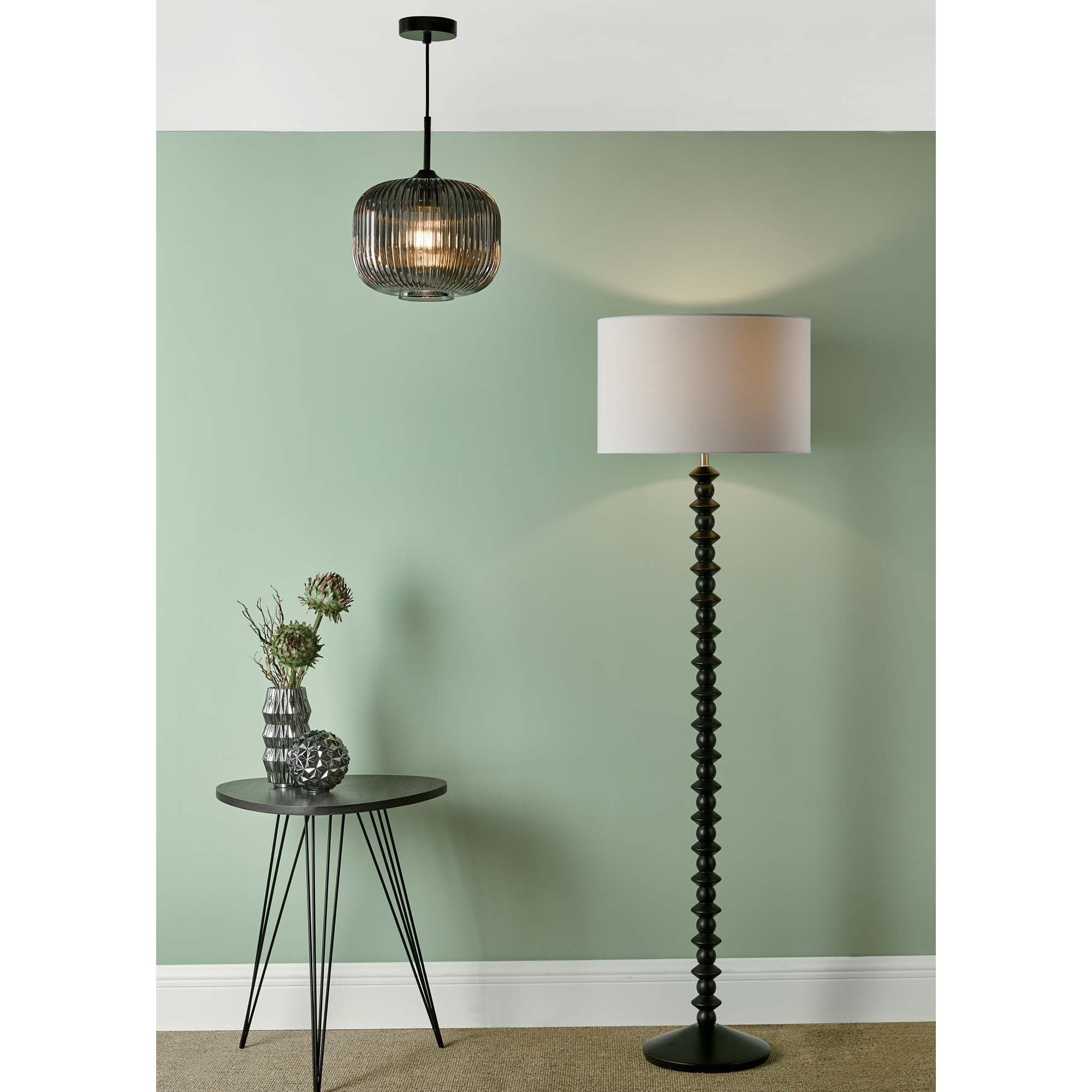 Demarius Black Pendant with Smoked Glass