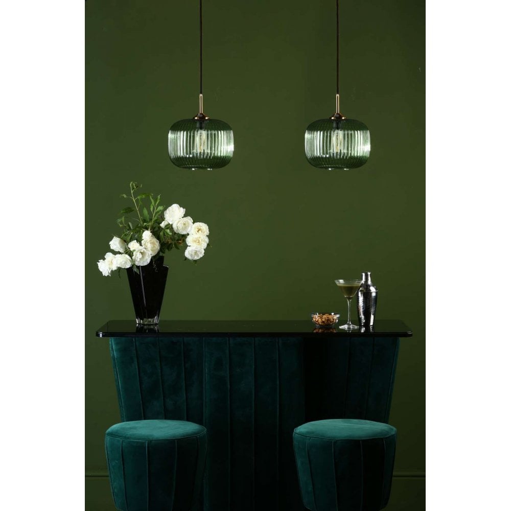 Demarius Bronze Pendant with Green Glass