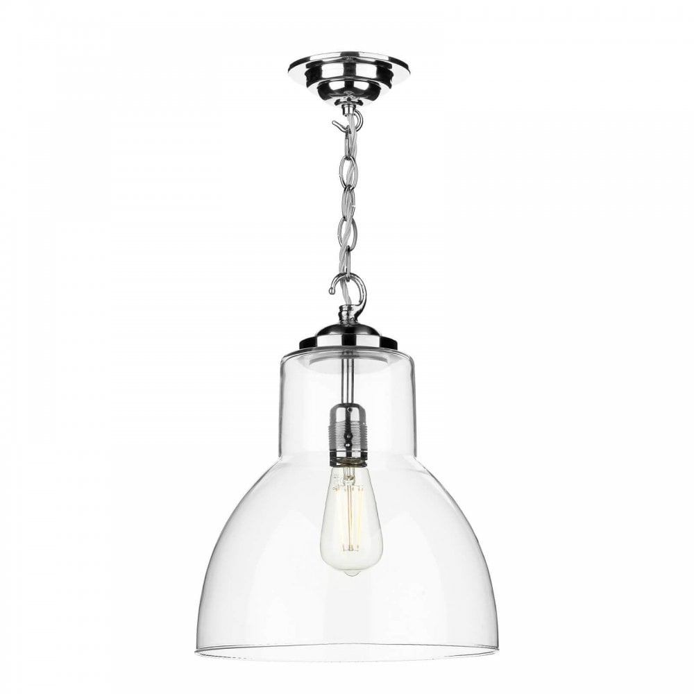 Upton Large Polished Chrome Pendant with Clear Glass