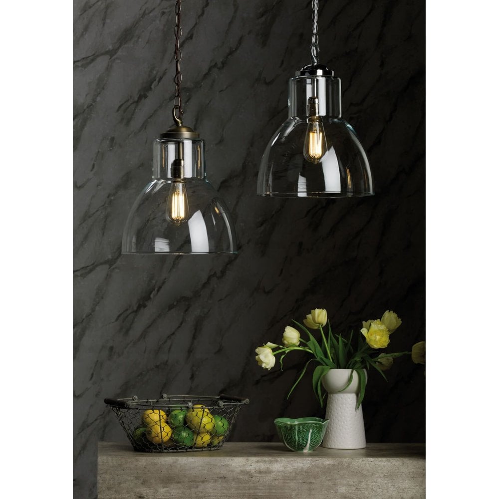 Upton Large Polished Chrome Pendant with Clear Glass