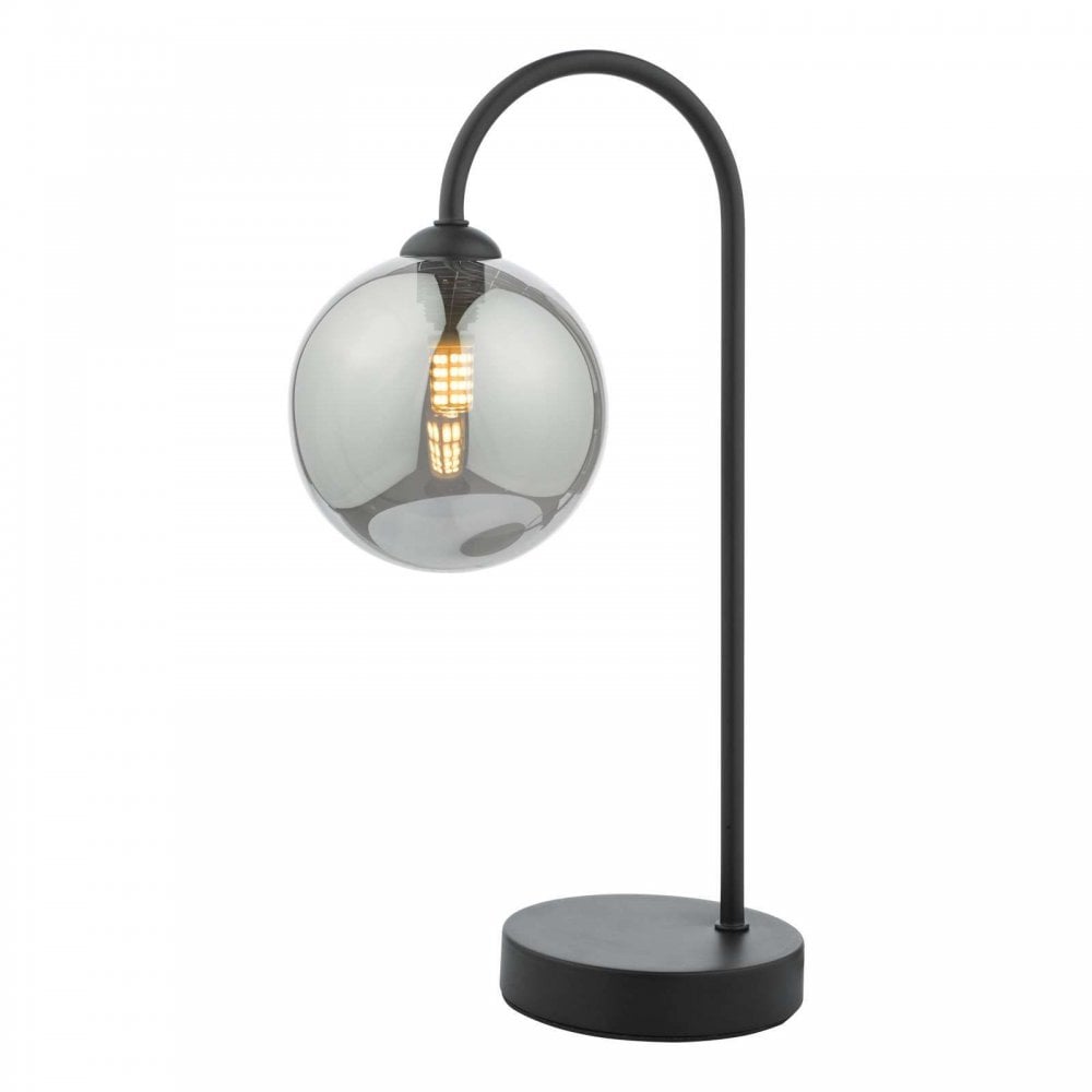 Eisaa Tocuh Table Lamp in Black C/W Smoked Shade
