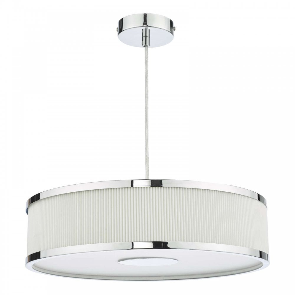 Alvaro 3 Light Pendant in Polished Chrome with Ivory Detail
