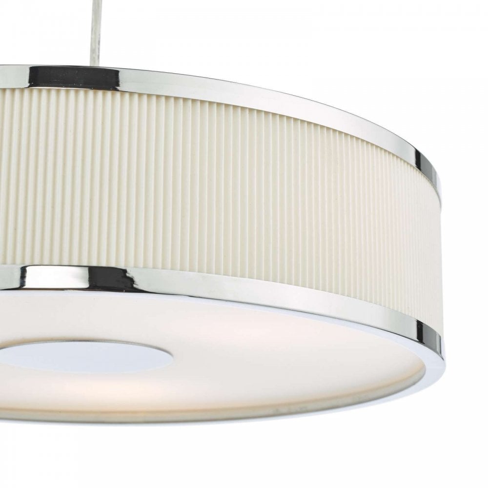 Alvaro 3 Light Pendant in Polished Chrome with Ivory Detail