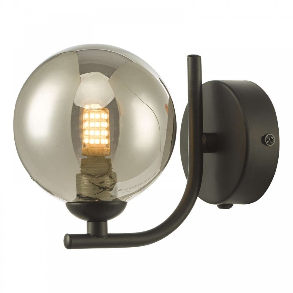 Cradle Matt Black Wall Light with Smoked Glass