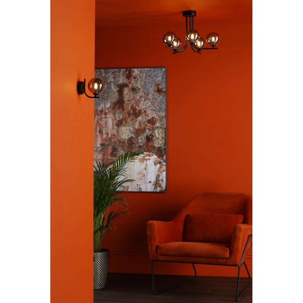 Cradle Matt Black Wall Light with Smoked Glass