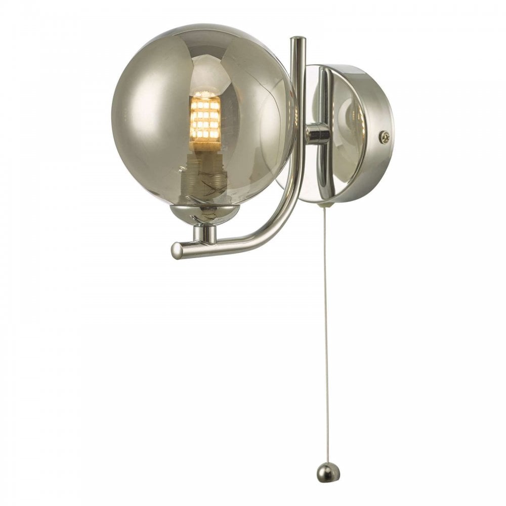 Cradle Polished Chrome Wall Light with Smoked Glass
