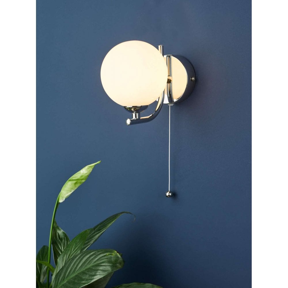 Cradle Polished Chrome Wall Light with Opal Glass