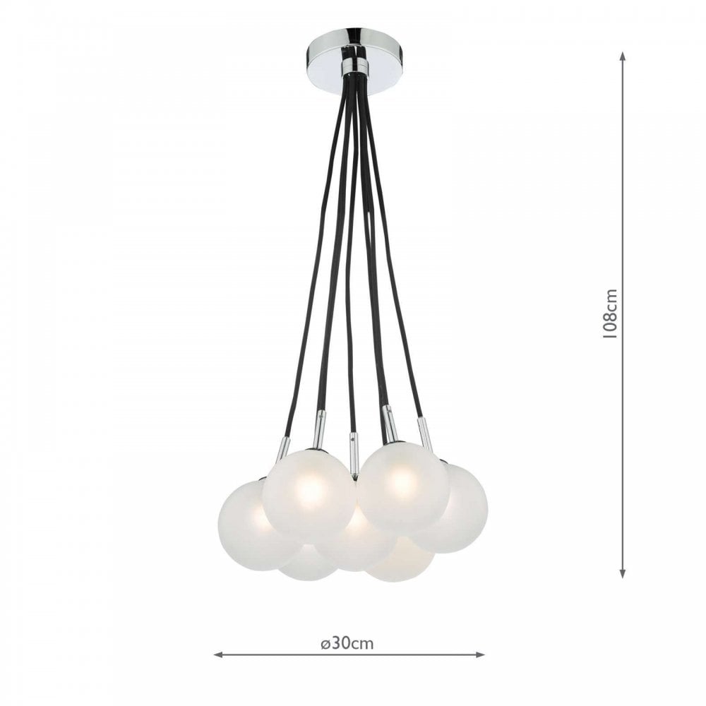 Elpis 7 Light Cluster in Polished Chrome & Opal Glass