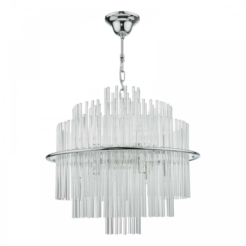 Lukas 13 Light Pendant Polished Chrome And Glear Glass