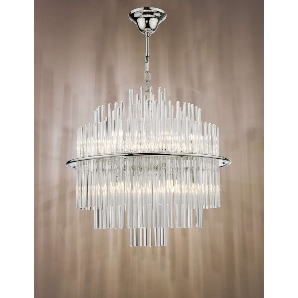 Lukas 13 Light Pendant Polished Chrome And Glear Glass
