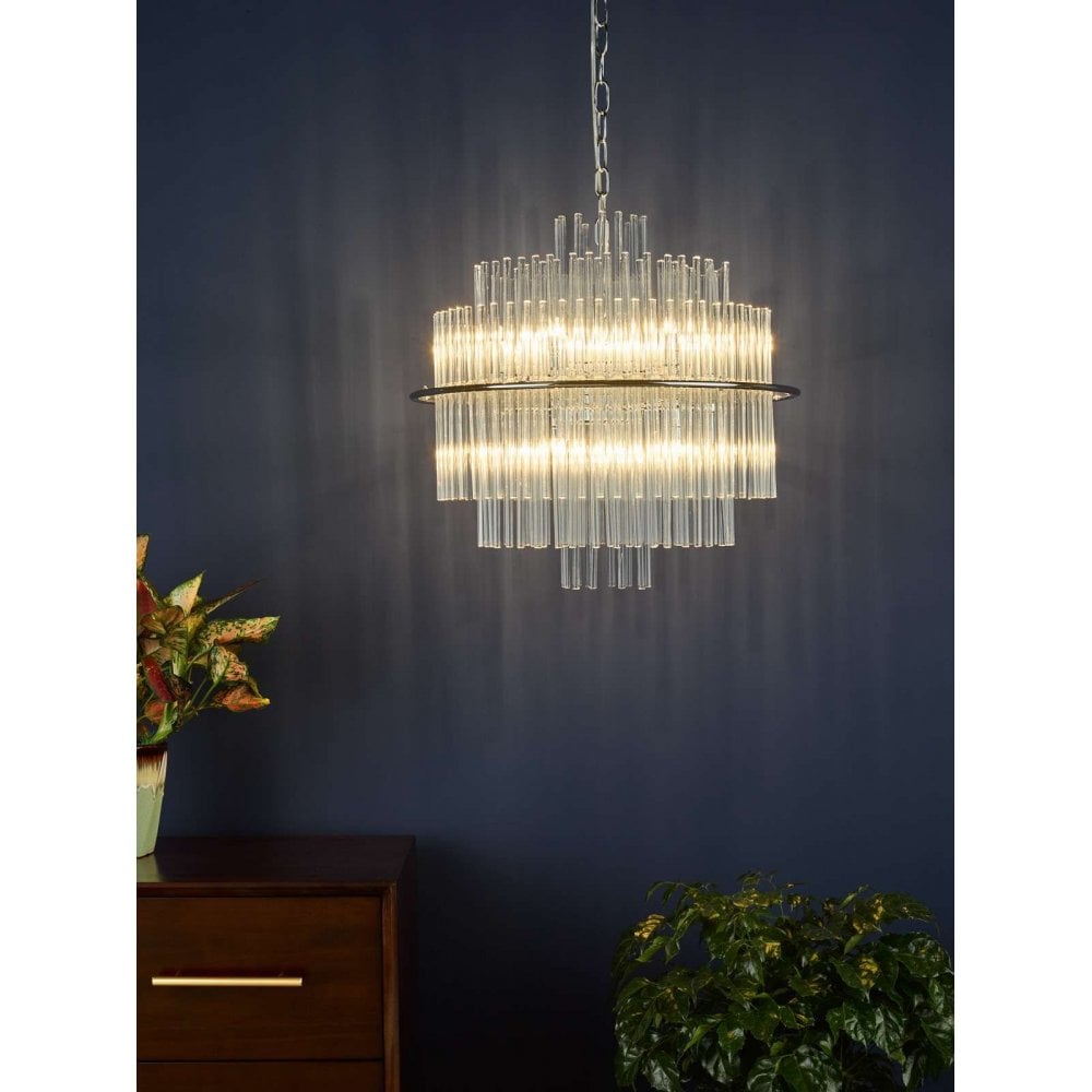 Lukas 13 Light Pendant Polished Chrome And Glear Glass