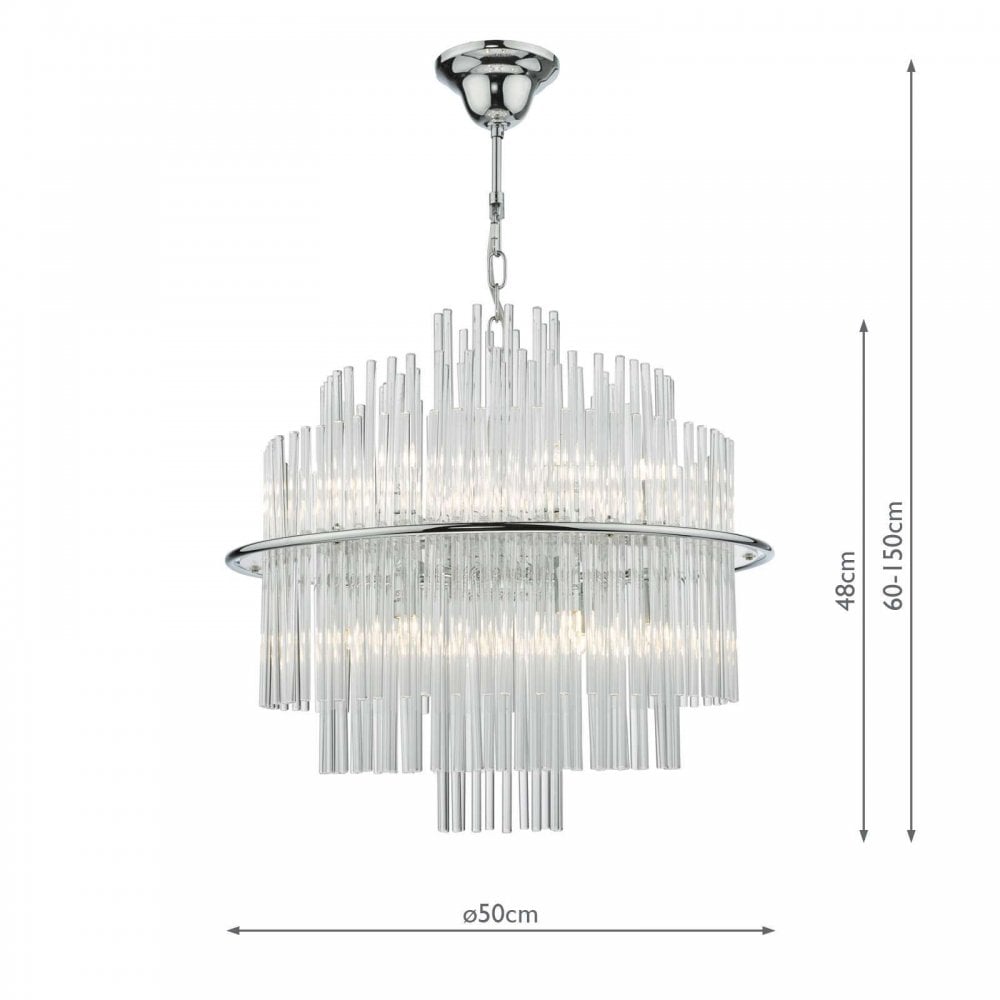 Lukas 13 Light Pendant Polished Chrome And Glear Glass
