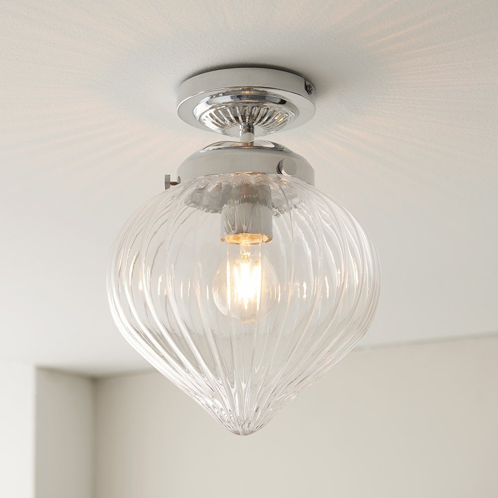 Cheston Flush Clear Ribbed Glass Shade