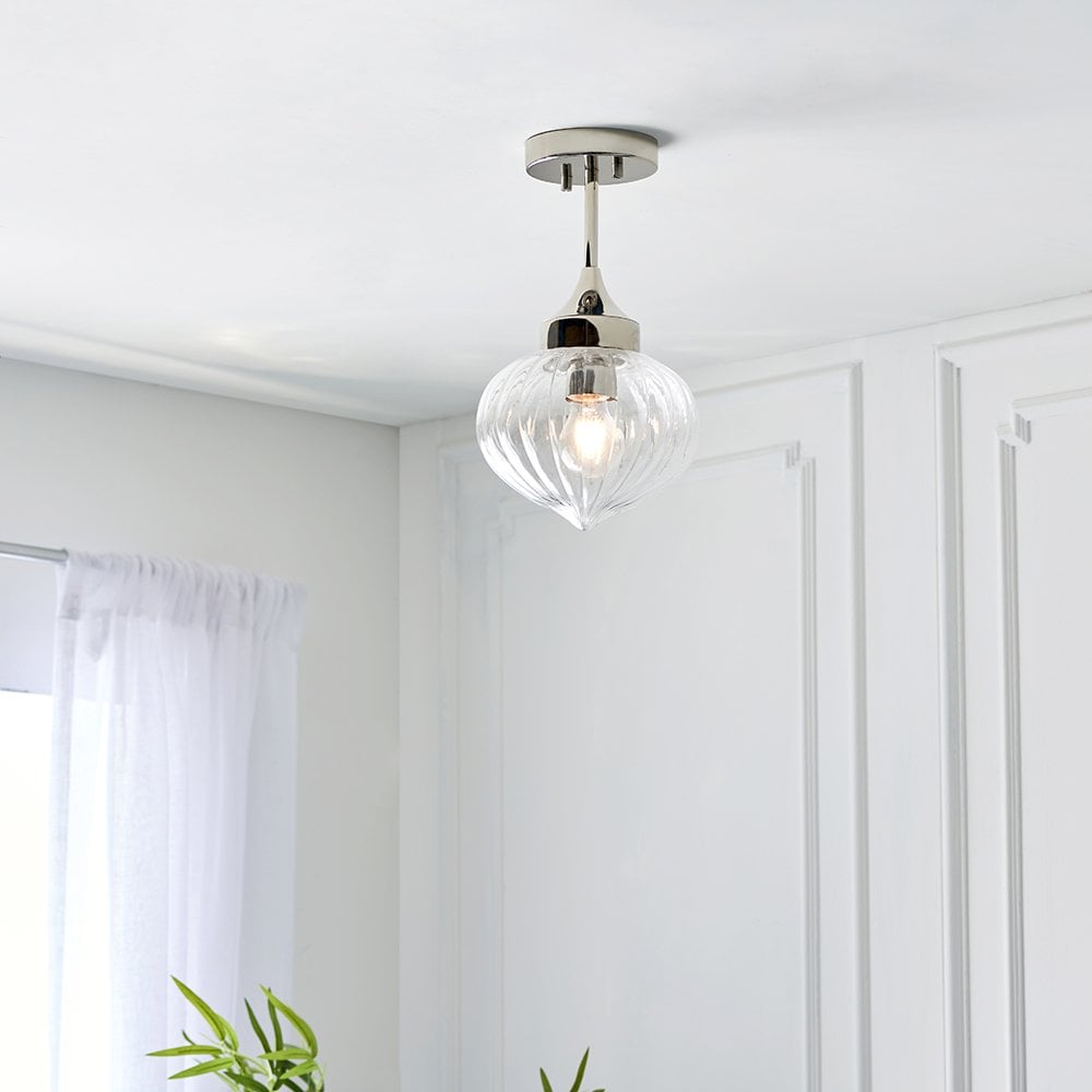 Cheston Flush Clear Ribbed Glass Shade