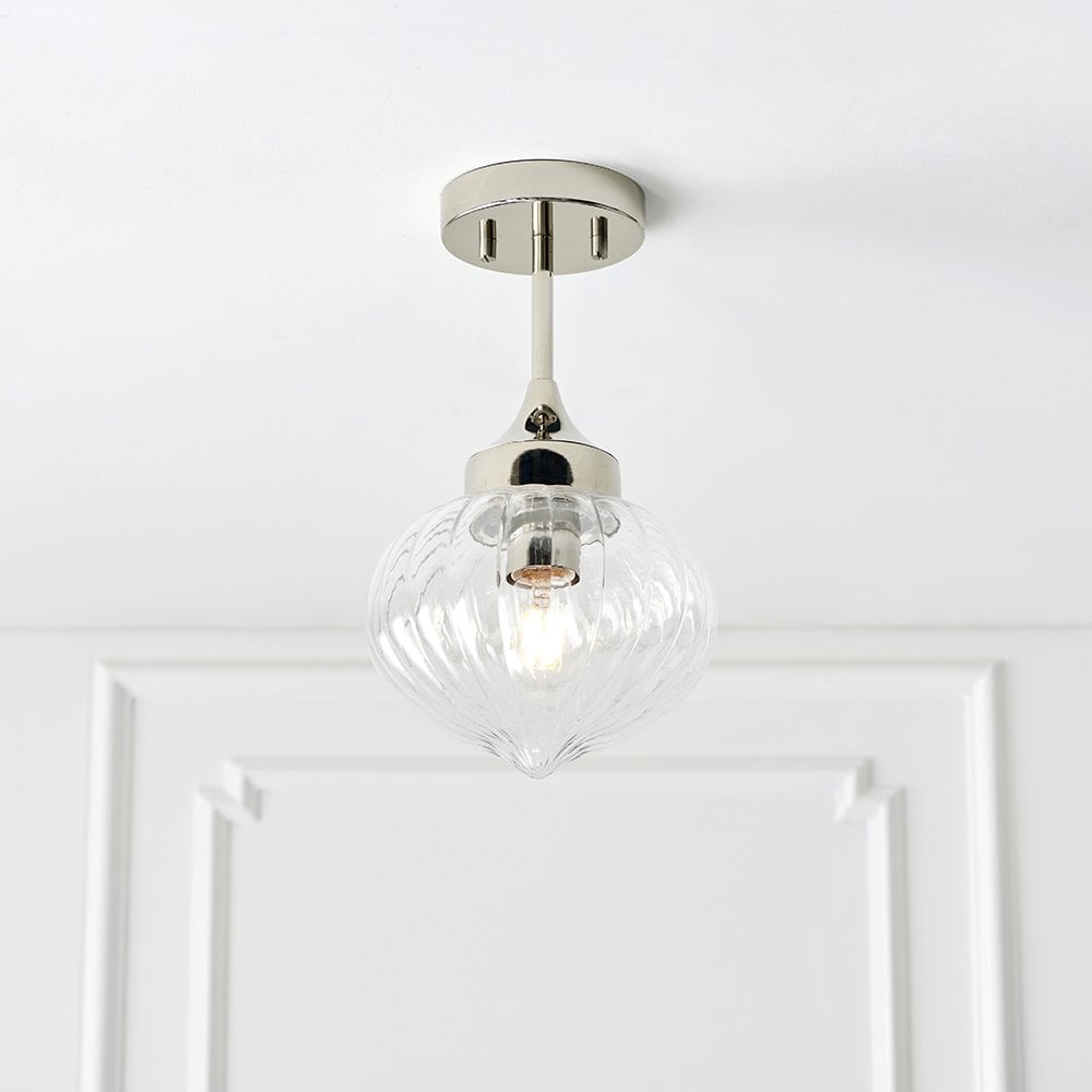 Cheston Flush Clear Ribbed Glass Shade