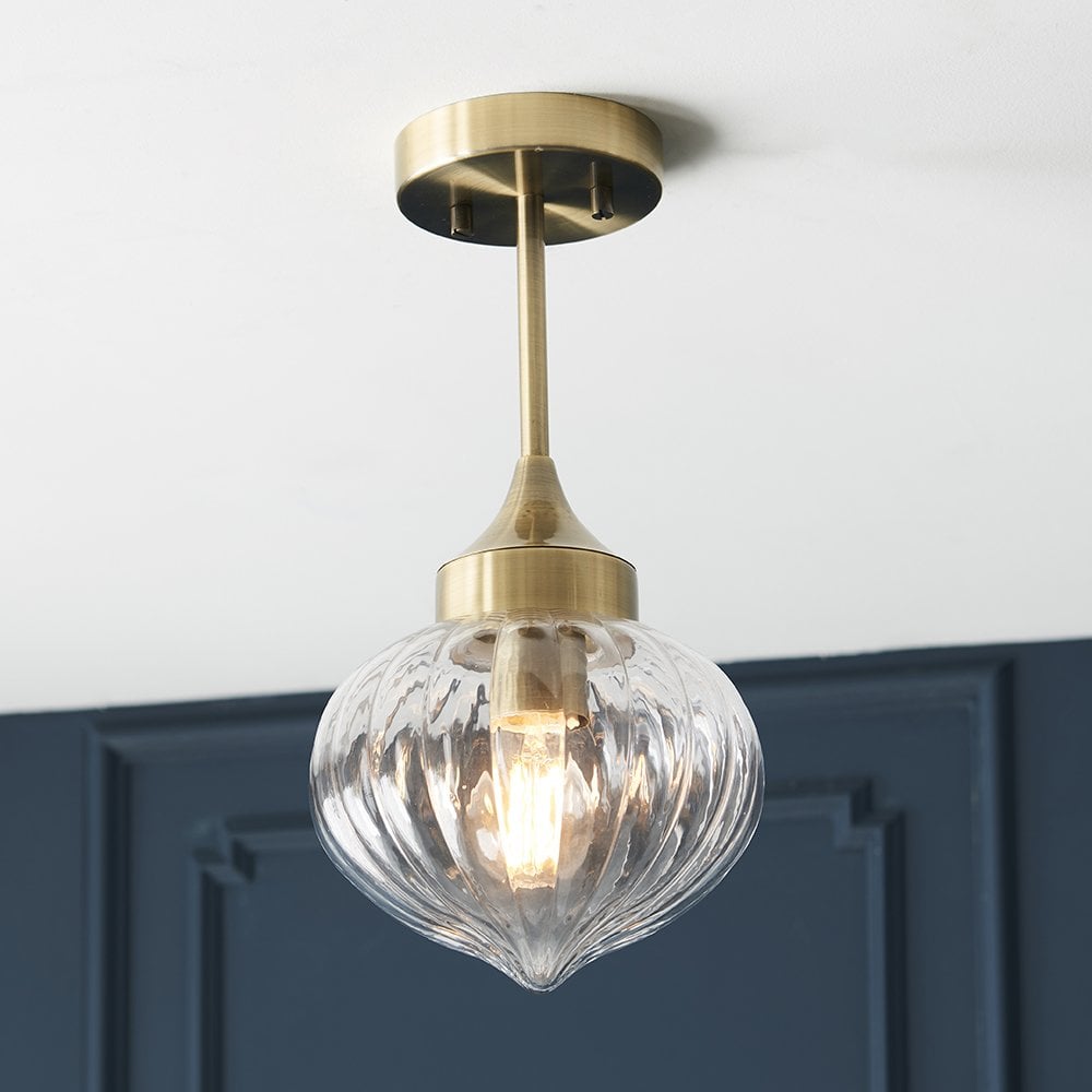 Addington Semi Flush in Antique Brass