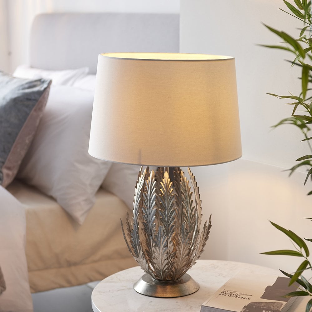 Delphine Floral Table Lamp in Silver